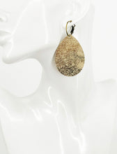Load image into Gallery viewer, Platinum Crackle Leather Hoop Earrings - E19-3474