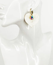 Load image into Gallery viewer, White Birch Cork Leather and Rhinestone Hoop Earrings - E19-3476