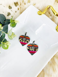 Wild Serape Leopard Leather Hoop Earrings - E19-3478