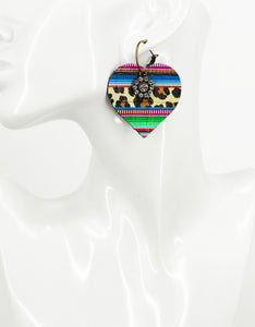 Wild Serape Leopard Leather Hoop Earrings - E19-3478