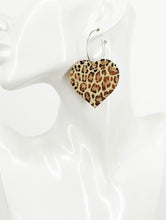 Load image into Gallery viewer, Rose Gold Leopard Leather Hoop Earrings - E19-3497