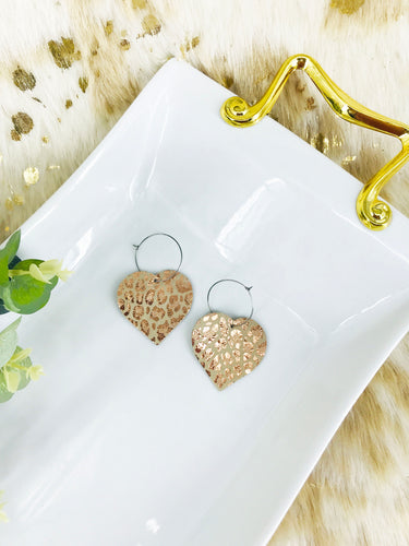 Rose Gold Leopard Leather Hoop Earrings - E19-3497