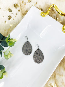 Metallic Gray Leopard Leather Earrings - E19-3532