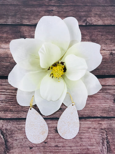 Distressed White Leather Earrings - E19-3536