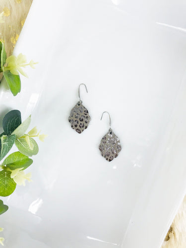 Metallic Gray Leather Earrings - E19-3544
