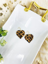 Load image into Gallery viewer, Mini Tan Cheetah Leather Heart Earrings - E19-3546