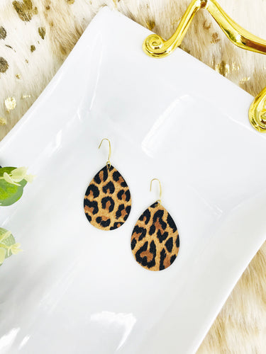 Mini Tan Cheetah Leather Earrings - E19-3547