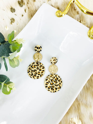 Pryor Faux Fur Natural Leopard Double Drop Earrings - E19-3650