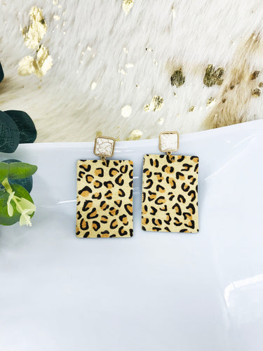 Creekside Natural Leopard Animal Print Earring With Stone Post - E19-3652