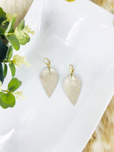 Load image into Gallery viewer, Platinum Pinched Leaf Leather Earrings - E19-3663