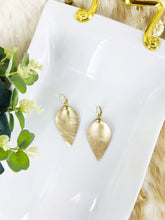 Load image into Gallery viewer, Metallic Gold Pinched Leaf Leather Earrings - E19-3664