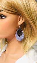 Load image into Gallery viewer, Lilac Genuine Leather and Glitter Earings - E19-371