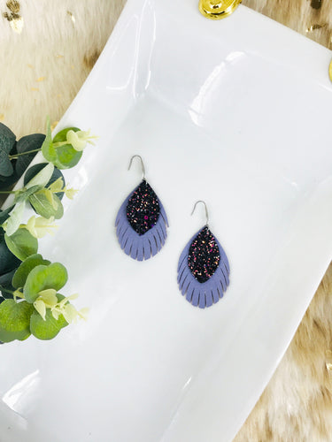 Lilac Genuine Leather and Glitter Earings - E19-371