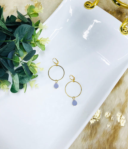 Gold Hoop & Teardrop Stone Earrings - E19-3791