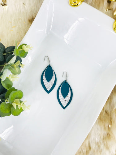 Genuine Turquoise Leather and Glitter Earrings - E19-396