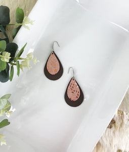 Layered Genuine Leather Earrings - E19-405