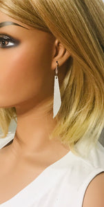 White Genuine Leather Drop Earrings - E19-409
