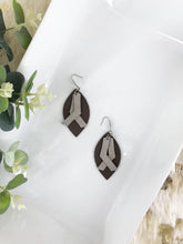 Load image into Gallery viewer, Chocolate Brown Divine Leather with Taupe Dazzle Collection Leather Earrings - E19-415