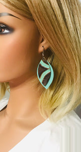 Mint and Teal Genuine Leather Earrings - E19-417