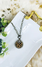 Load image into Gallery viewer, Antique Bronze Leather Pendant &amp; Chain Necklace - N431