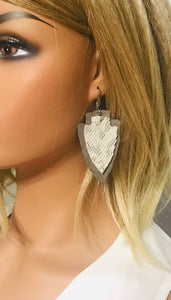 Snake and Grey Suede Leather Earrings - E19-433