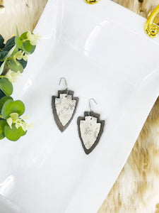Snake and Grey Suede Leather Earrings - E19-433