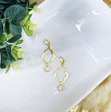 Load image into Gallery viewer, Brushed Gold &amp; Pave Pendant Earrings - E19-4353