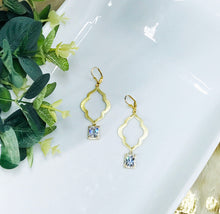 Load image into Gallery viewer, Brushed Gold &amp; CZ Pendant Earrings - E19-4361