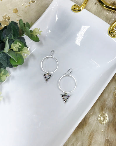 Rhinestone & Hoop Pendant Earrings - E19-4403