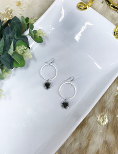 Rhinestone & Hoop Pendant Earrings - E19-4404