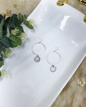 Load image into Gallery viewer, Pave Pendant &amp; Open Hoop Pendant Earrings - E19-4415
