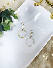 Load image into Gallery viewer, Stone &amp; Brushed Gold Pendant Earrings - E19-4418