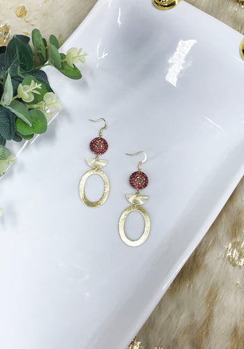 Pave & Brushed Gold Pendant Earrings - E19-4421