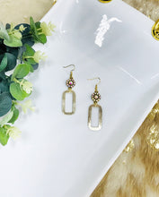 Load image into Gallery viewer, Rhinestone &amp; Brushed Gold Pendant Earrings - E19-4433