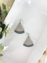 Load image into Gallery viewer, Silver Metallic Snake Skin and Gray Leather Earrings - E19-461