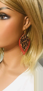 Frenge Layered Genuine Leather Earrings - E19-466