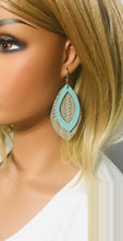 Load image into Gallery viewer, Grey and Turquoise Layered Leather Earrings - E19-467