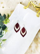 Load image into Gallery viewer, Burgundy Suede Leather and Metallic Gold Leather Earrings - E19-469