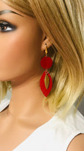 Load image into Gallery viewer, Red Genuine Leather Earrings - E19-482