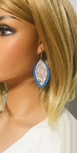 Load image into Gallery viewer, Sky Blue Leather and Chunky Glitter Earrings - E19-485