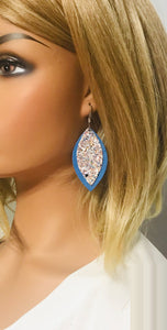 Sky Blue Leather and Chunky Glitter Earrings - E19-485