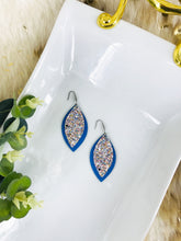 Load image into Gallery viewer, Sky Blue Leather and Chunky Glitter Earrings - E19-485