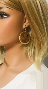 Ostrich and Gold Leather Earrings - E19-498
