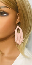 Load image into Gallery viewer, Pink Leather Frayed Earrings - E19-505