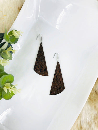 Chocolate Alligator Leather Earrings - E19-513