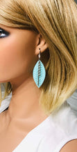 Load image into Gallery viewer, Teal Genuine Leather and Chain Earrings - E19-561