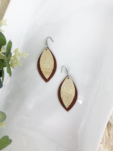 Cinnamon and Gold Leather Earrings - E19-572