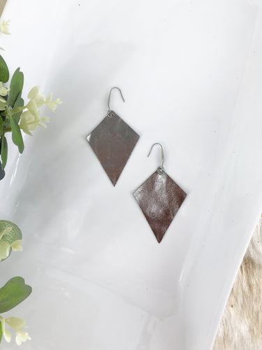 Metallic Silver Leather Earrings - E19-573