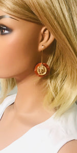 Burnt Orange Snake Skin Leather Earrings - E19-637