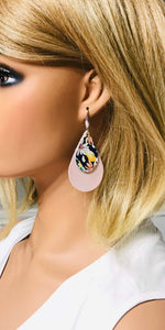 Pink Layered Genuine Leather Earrings - E19-644